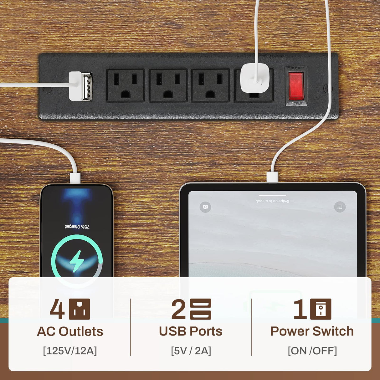 TV Stand for 55/60/65 Inch TV, Gaming Entertainment Center with Power