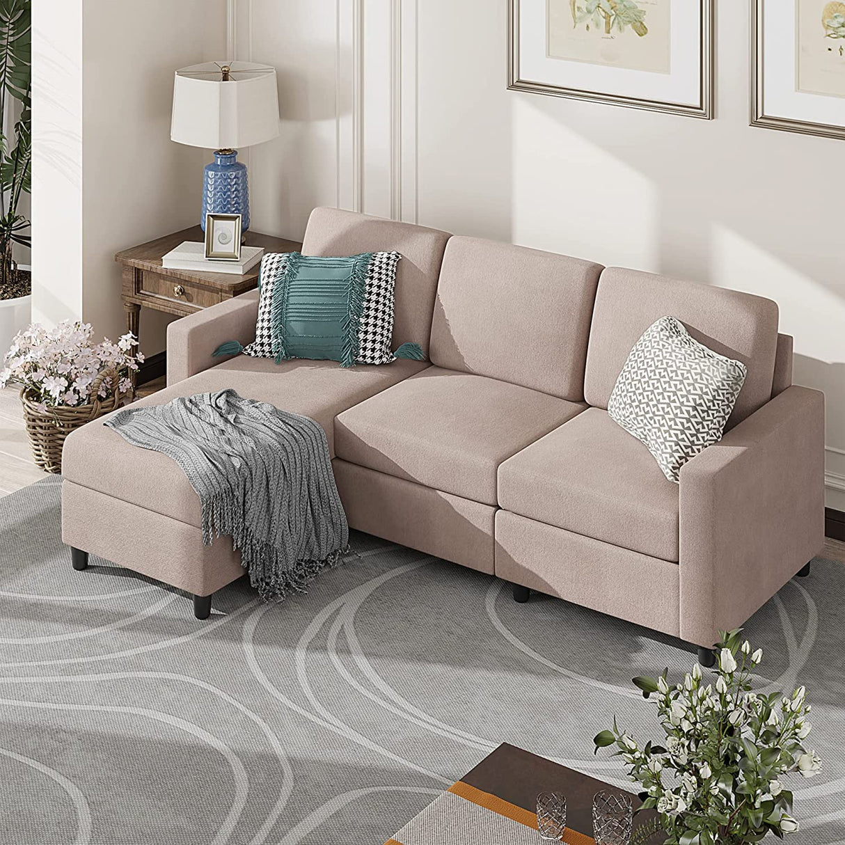 79" Sectional Sofa Couch, L-Shaped Convertible Couches for Living Room