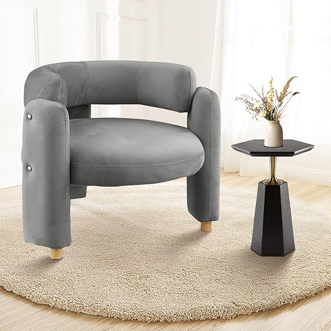 Accent Barrel Chair, Comfy Round Upholstered Armchair