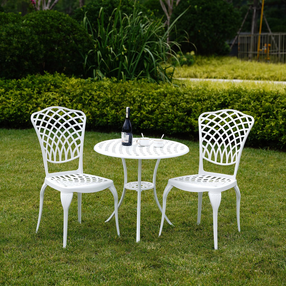 3 Piece Outdoor Bistro Set, Cast Aluminum Outdoor Bistro Table
