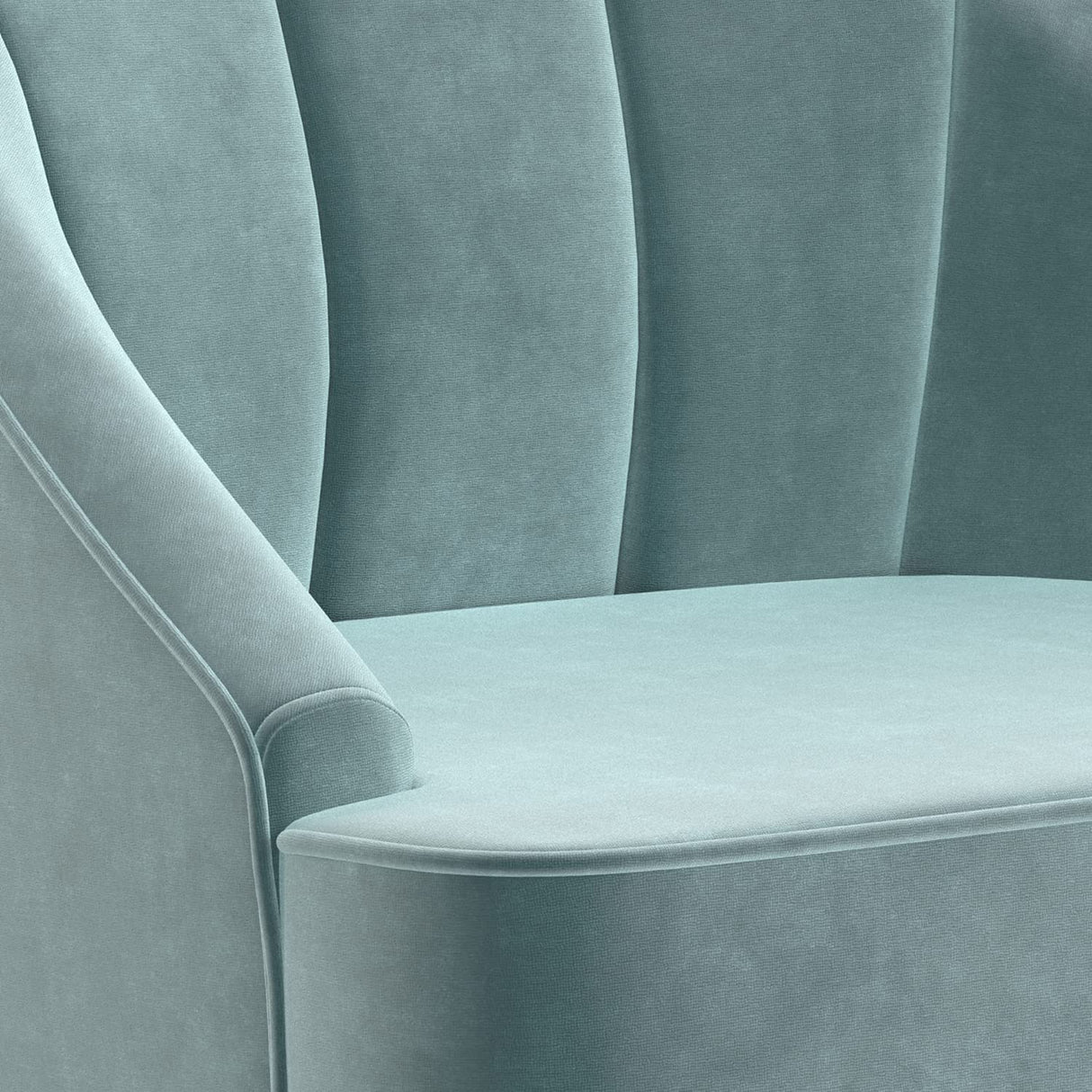Harrah 33 Inch Wide Contemporary Accent Chair in Seafoam Blue Velvet fabric, For the Living and Family Room