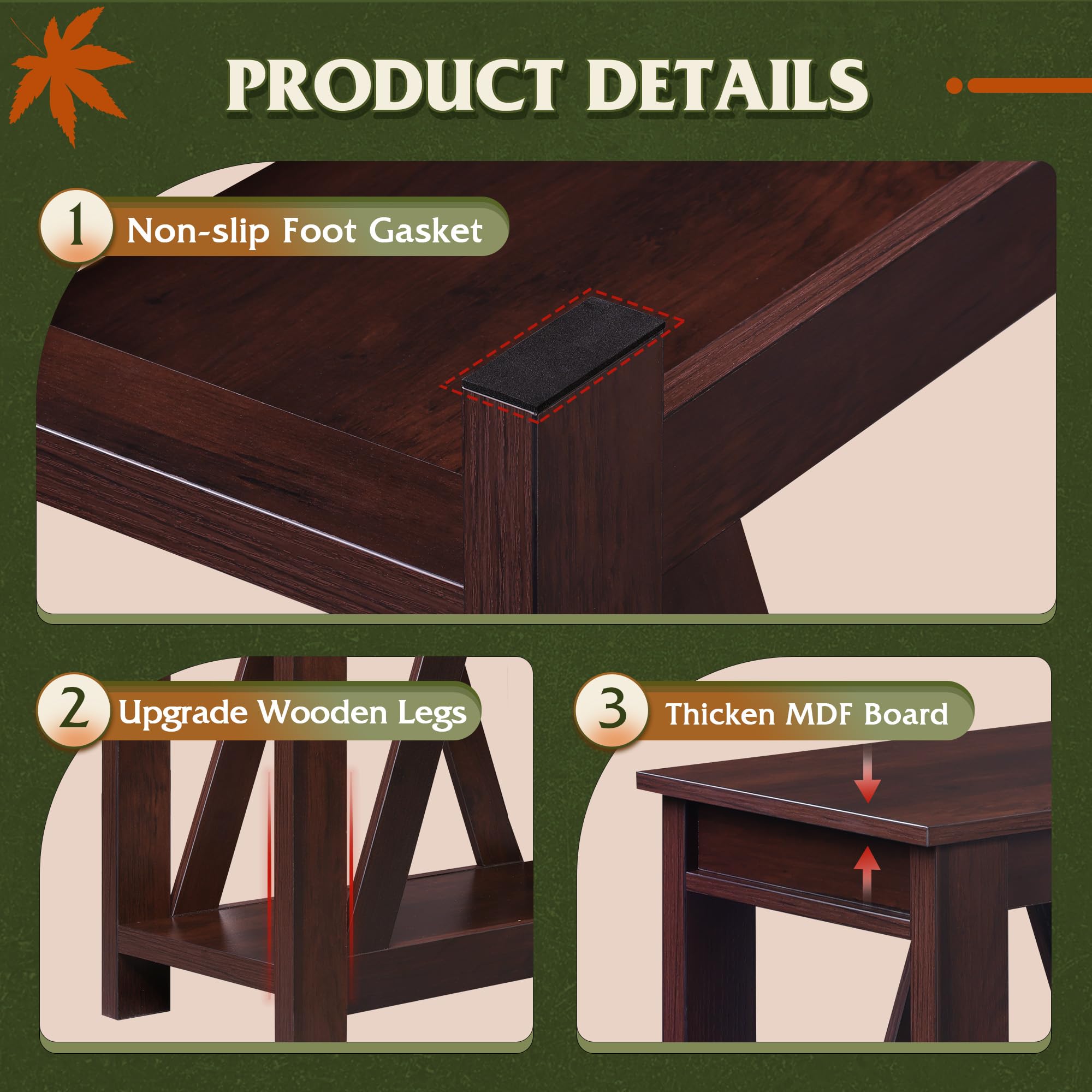 Narrow End Table with Charging Station of Open Storage Shelf,Sofa Side Table