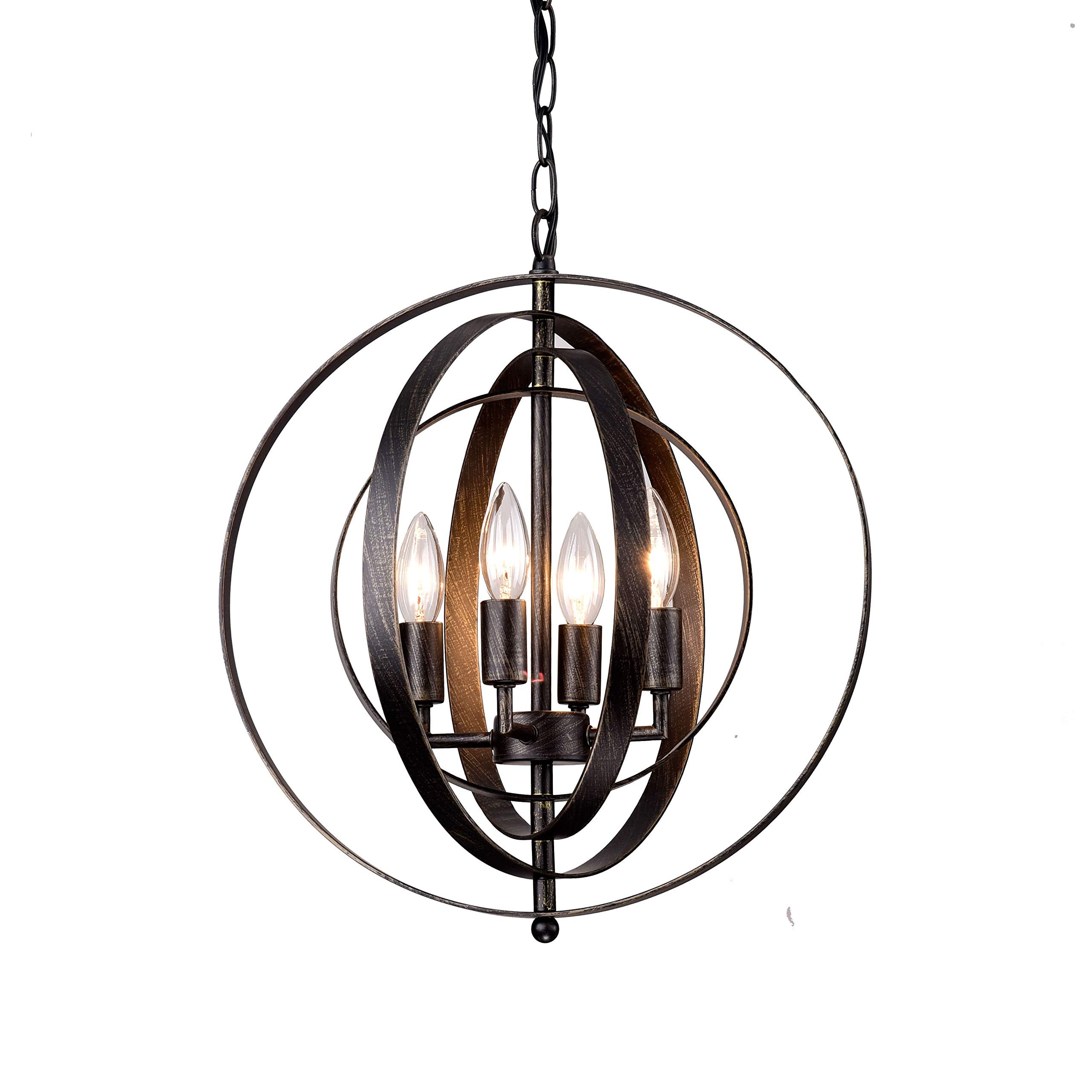 Jojospring Benita Antique Black Iron 4-Light Orb Chandelier