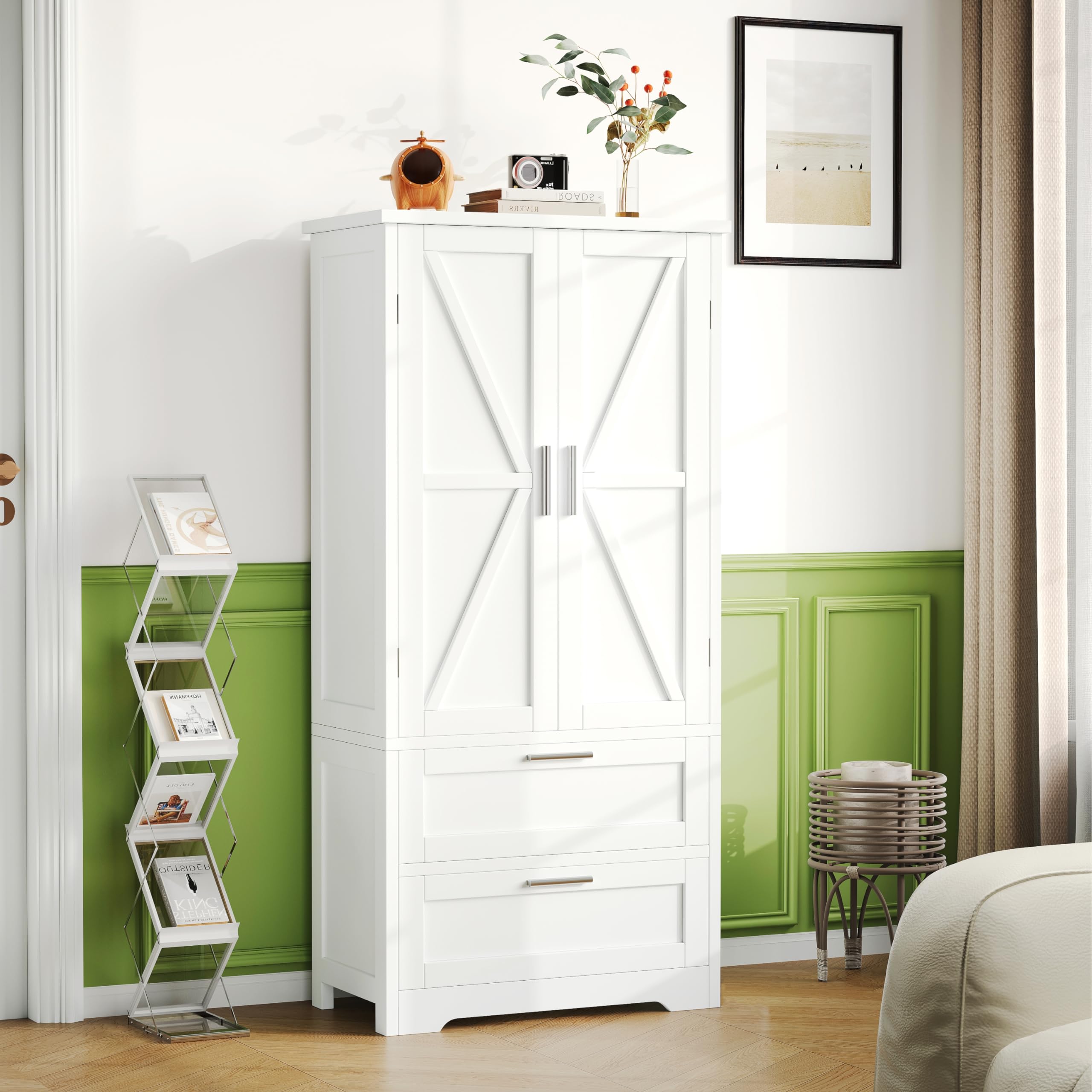 50.4" H Bathroom Storage Cabinet, Modern Floor Cabinet with Adjustable Shelfe