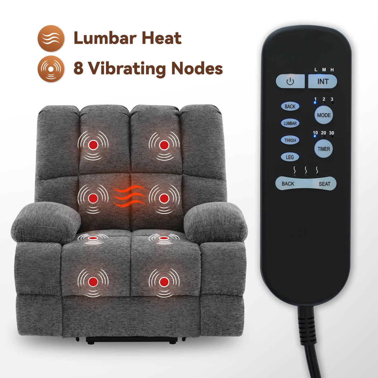 RestEase XL Dual-Motor, Massage & USB Power Lift Recliner Chair for Seniors