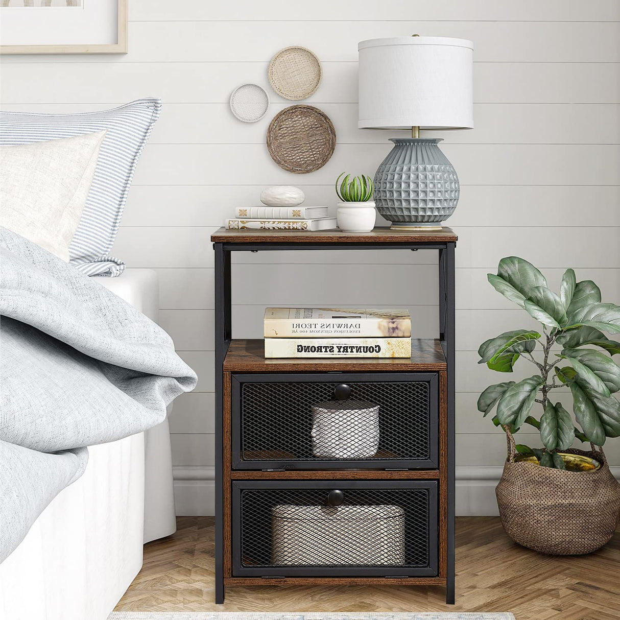 Nightstand Set of 2 with Drawer, Modern Night Stand