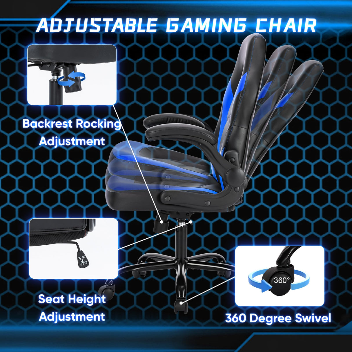 Office Ergonomic Computer Gaming Desk Racing Chair for Adults