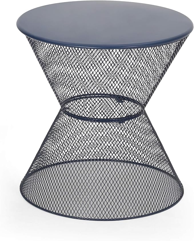 Doreen Modern Outdoor Iron Side Table, Matte Black