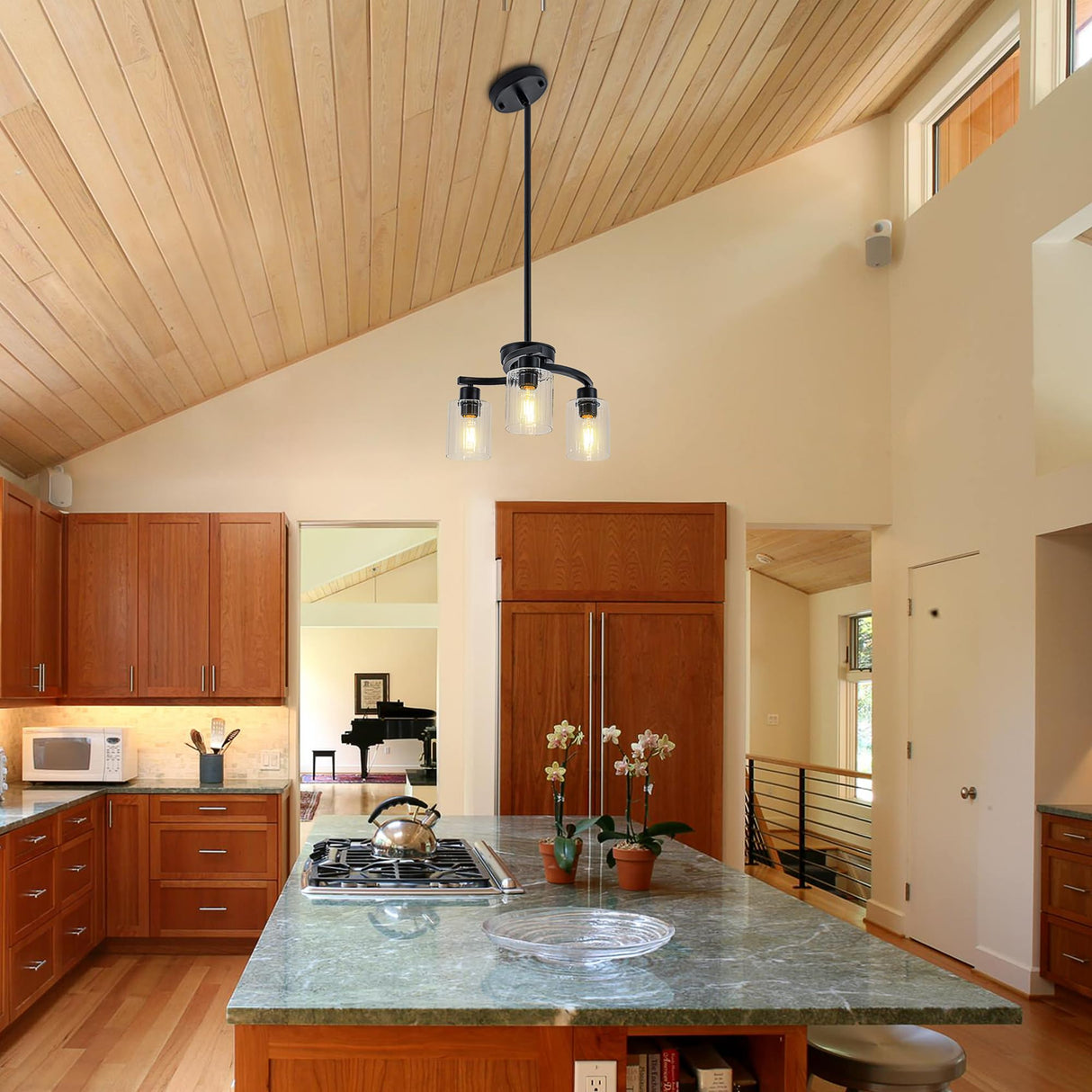 Black Chandelier, 3 Light Chandeliers for Dining Room Light Fixtures Over Table
