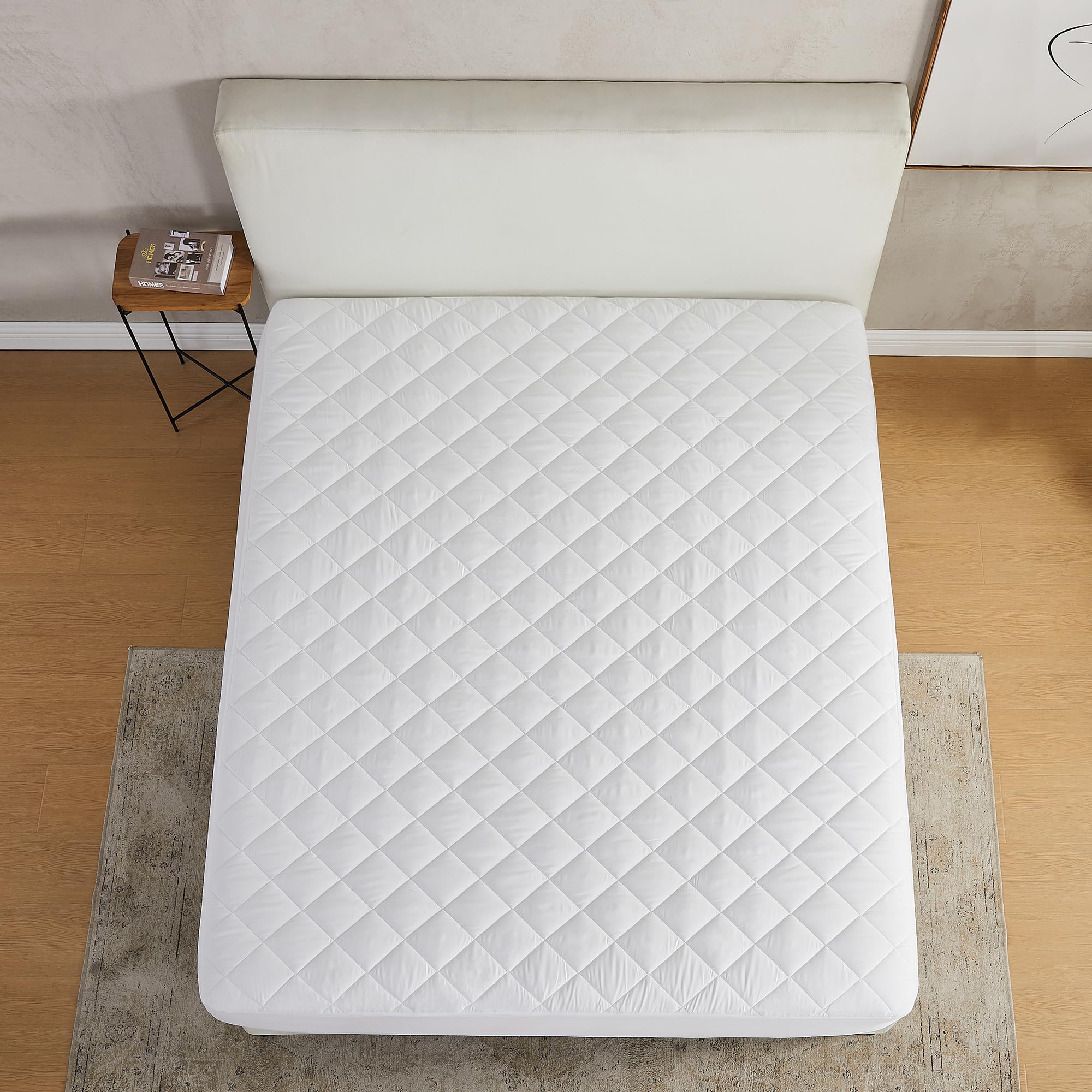 Quilted Fitted Mattress Pad - Twin Size Waterproof Mattress Protector - Fitted 15" Deep Pocket Elastic Skirt
