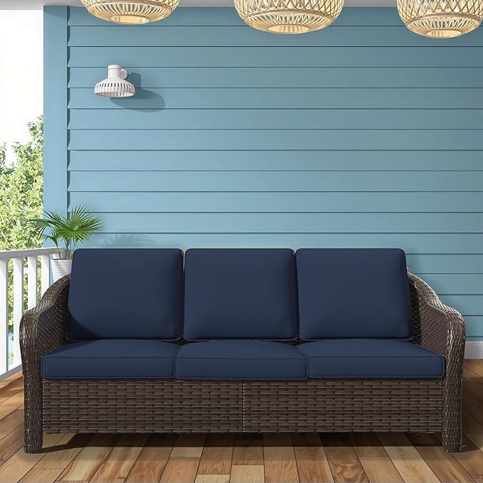 4 Pieces Outdoor Patio Conversation Furniture Set - 55" PE Rattan Sofa | Coffee Table