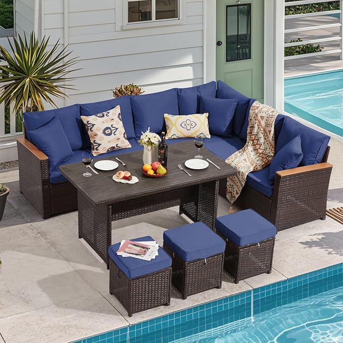 7 Pieces Patio Furniture Sets,Outdoor Furniture Set with Dining Table