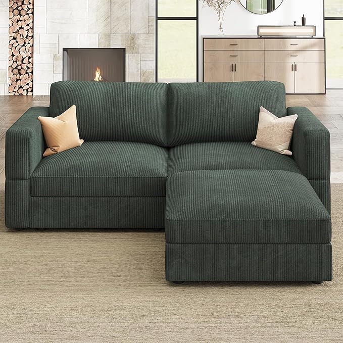 Modular Sectional Couch with Storage Corduroy Sectional Sofa