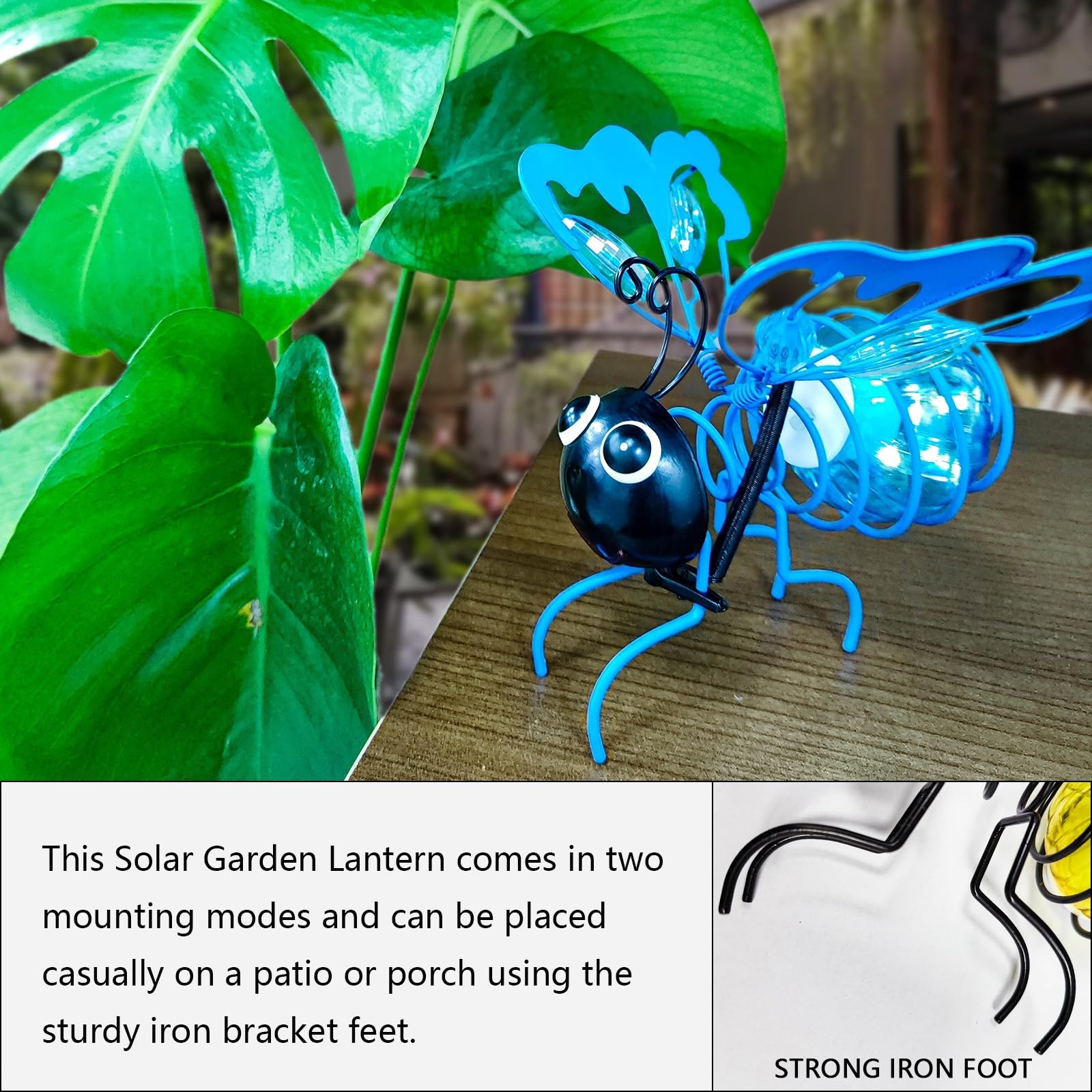 Solar Garden Lantern Outdoor Decorative Waterproof LED Bug Lights Tabletop Lanterns