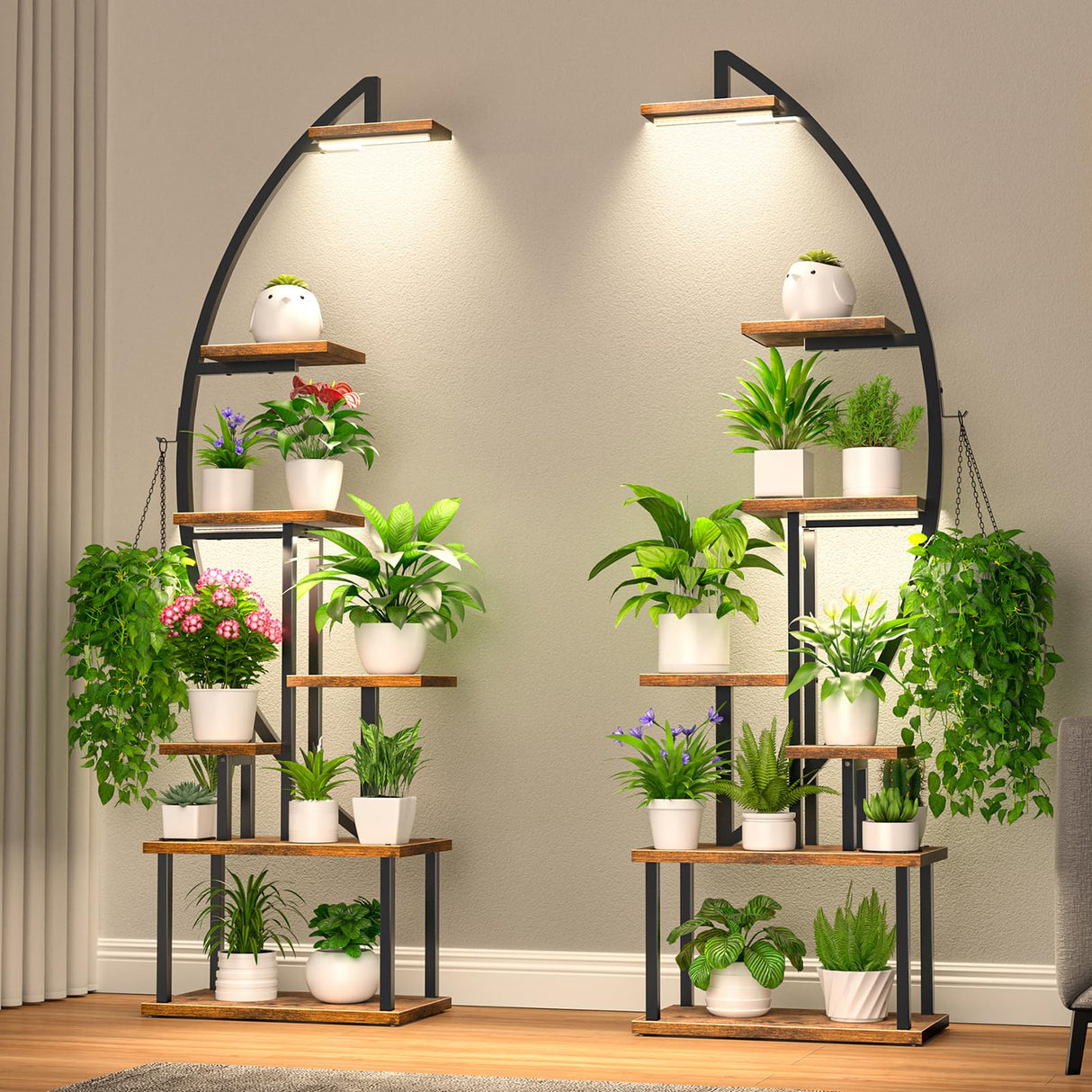 7-Tier Metal Plant Stand with Grow Lights – Indoor Display Shelf