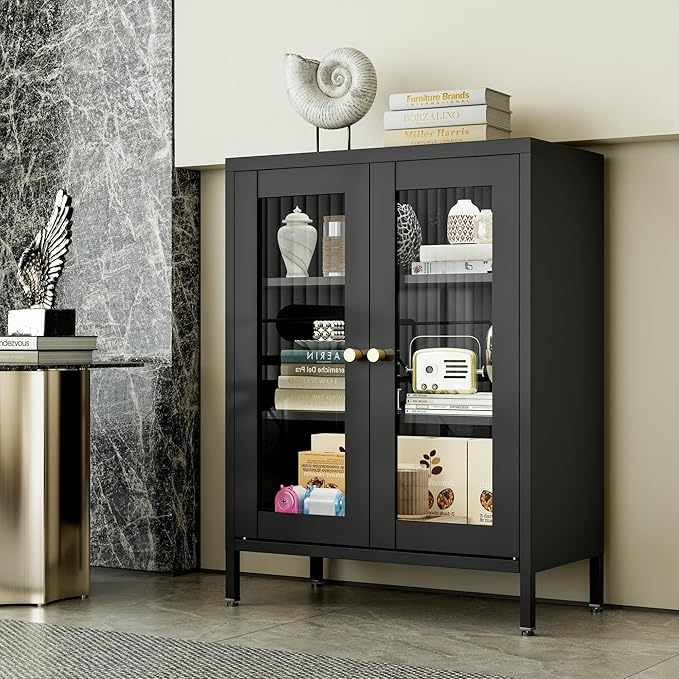 Bathroom Floor Storage Cabinet,Metal Storage Sideboard