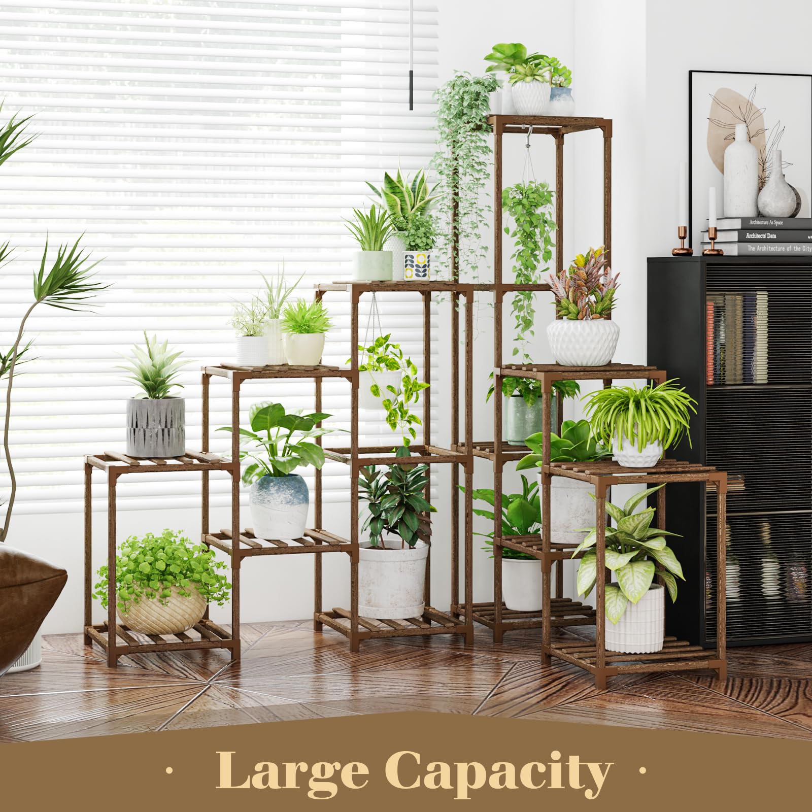 VerdeLuxe 6-Tier Corner Wooden Plant Stand