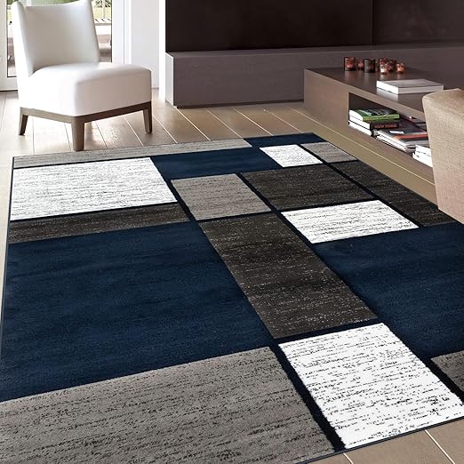 Modern Geometric Red Area Rug 5'3" x 7'3" - Non-Shedding