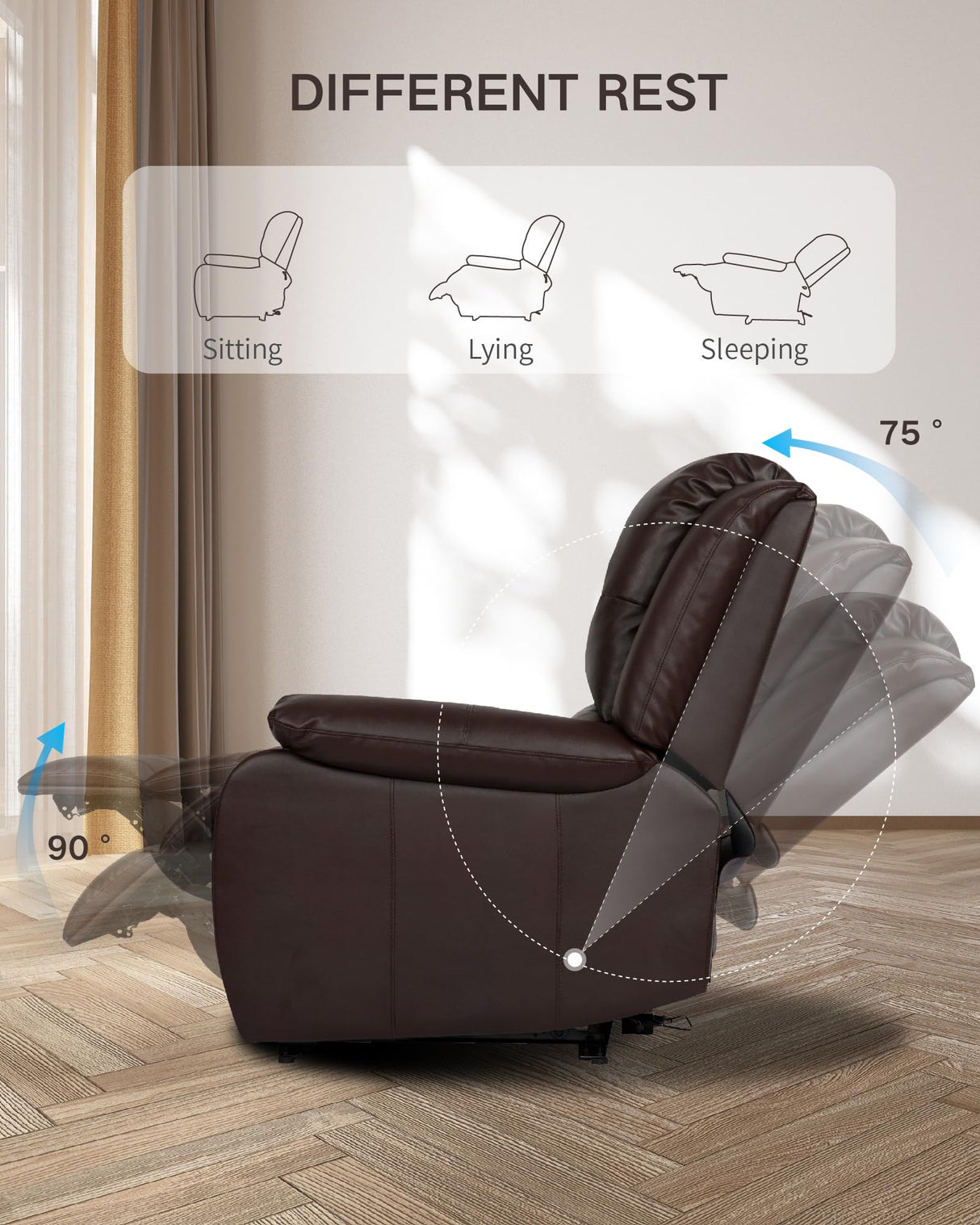 ErgoLuxe Brown Massage Recliner Chair – Compact and Easy-Clean Design