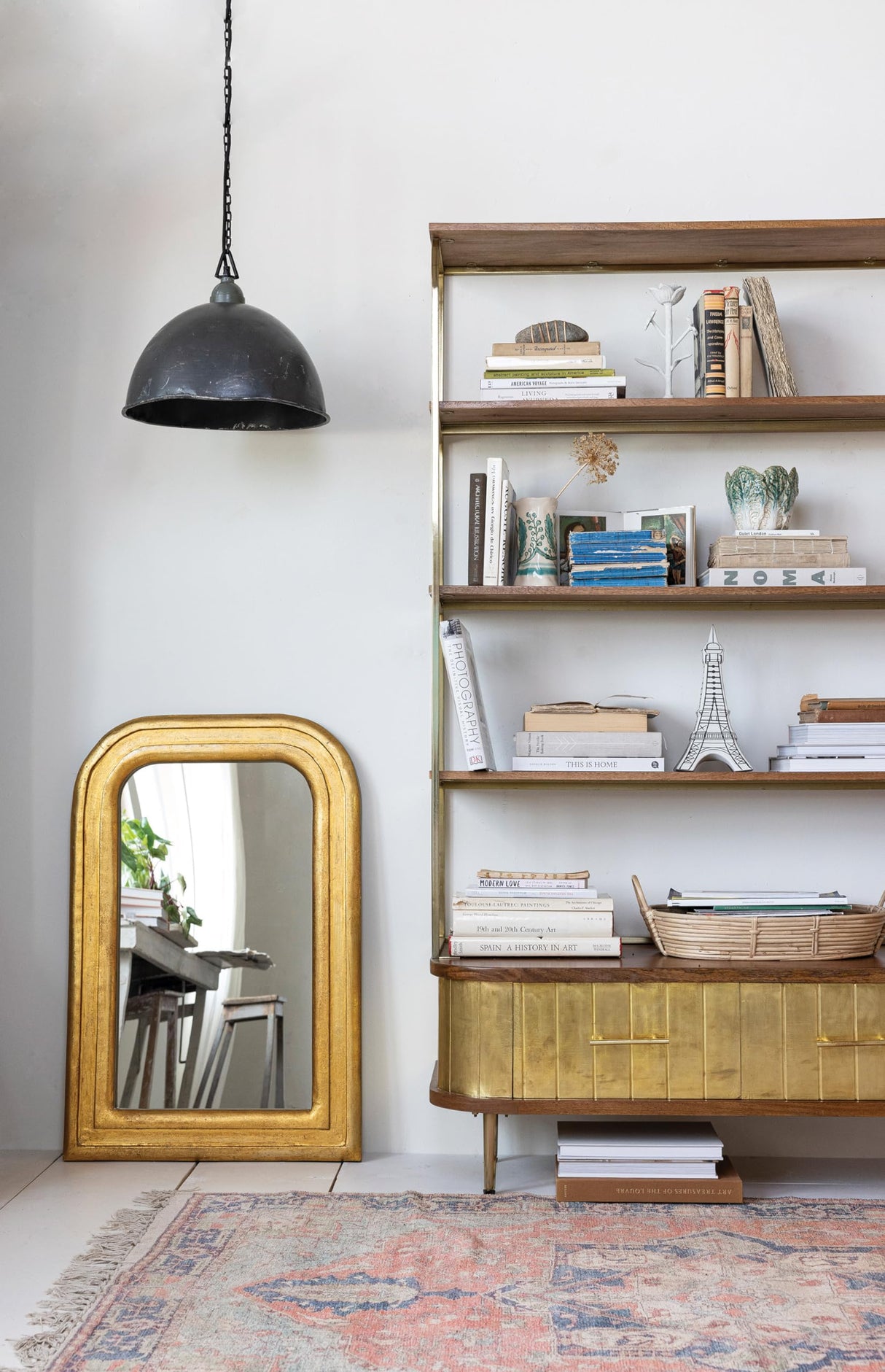 Antique Mango Wood Oval Wall Mirror, Gold