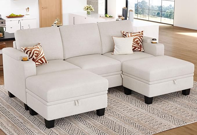 Sofa Couch with Storage U Shape Convertible Corner Couches for Living Room