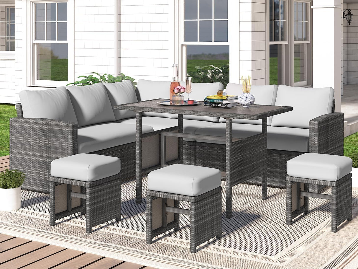 7 Pieces Patio Furniture Set, Outdoor Sectional Sofa Conversation Set