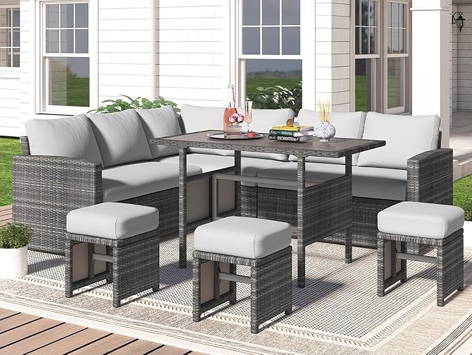 7 Pieces Patio Furniture Set, Outdoor Sectional Sofa Conversation Set