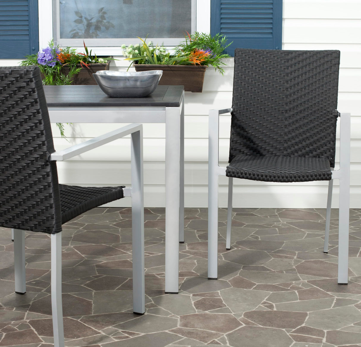 Home Collection Cordova Black Indoor-Outdoor Stacking Arm Chair