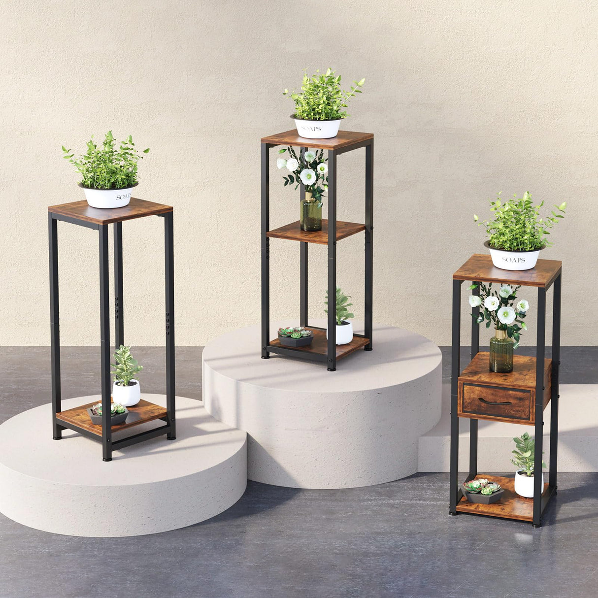 ZenLeaf 2-Tier Tall Plant Stand - Wood Plant Table
