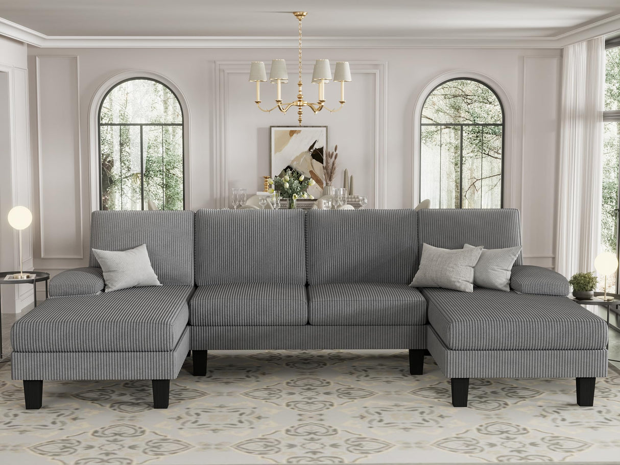 Sofa 110” Corduroy Sectional Comfy Couches for Living Room