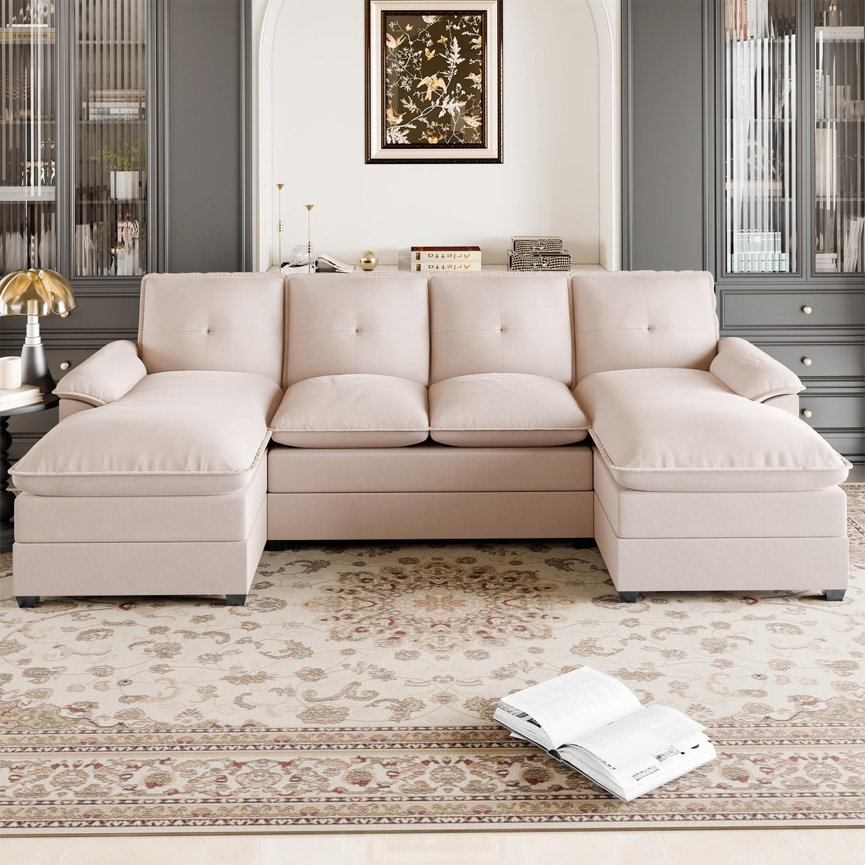 Sectional Sofa Couch, U-Shaped Modular Couch Sleeper