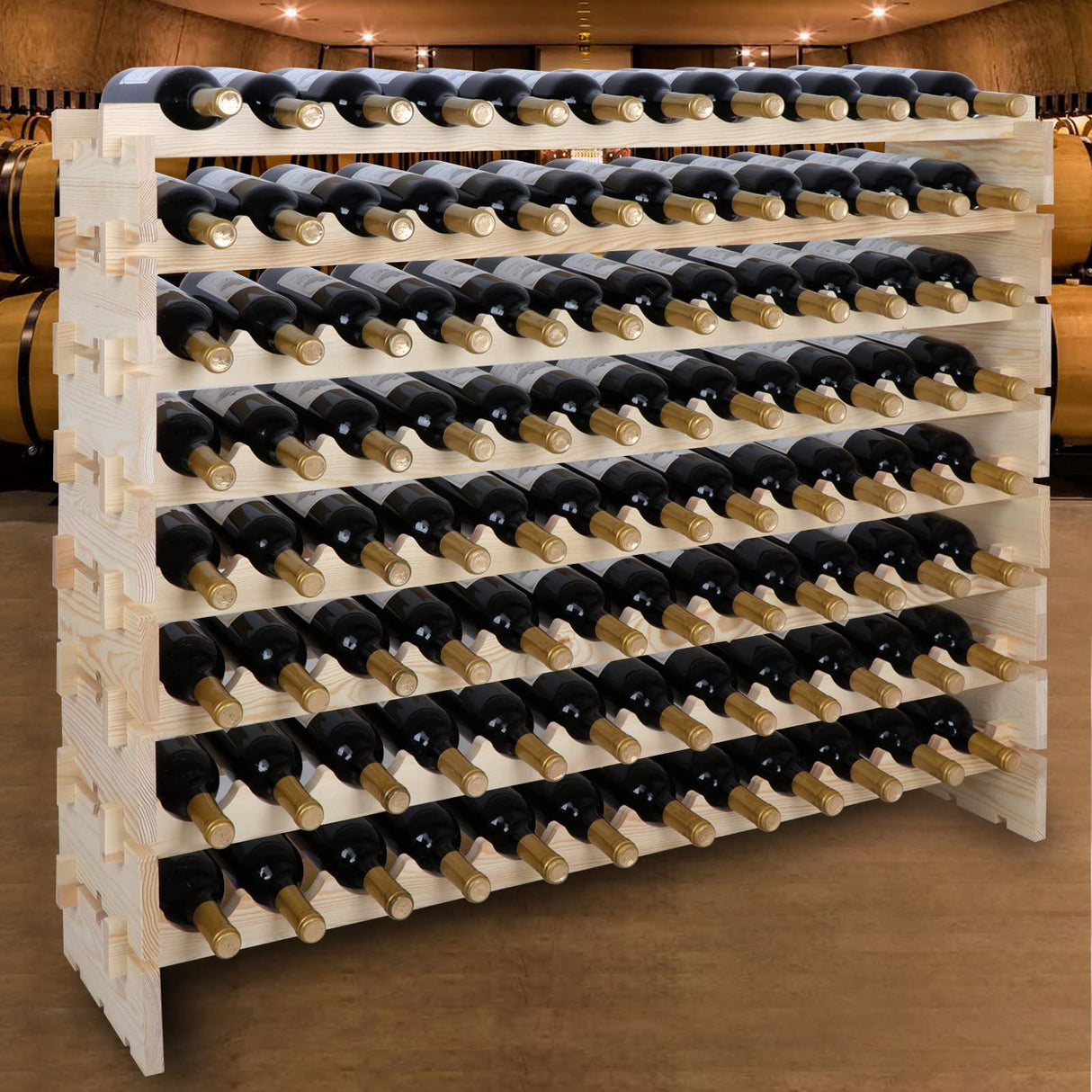 6 Tier Premium Wood Wine Rack Storage Stand 72 Bottles Capacity Stackable Storage