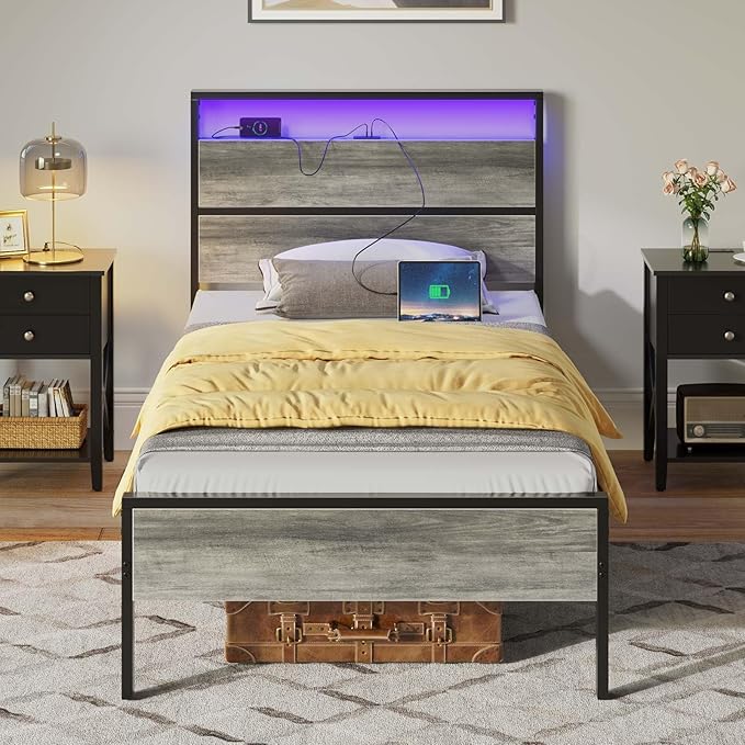 LumiCharge Twin LED Bed Frame – Smart Sleep with USB & Ambient Lights
