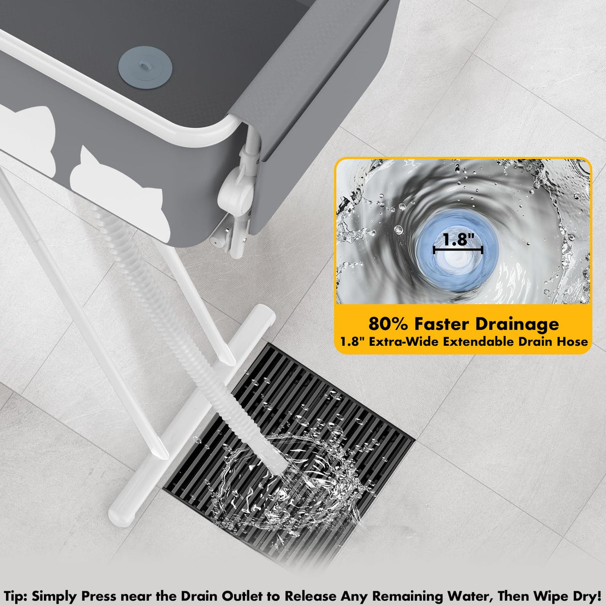 2-in-1 Portable Dog Bathtub & Grooming Table - 33" Foldable Pet Washing Station