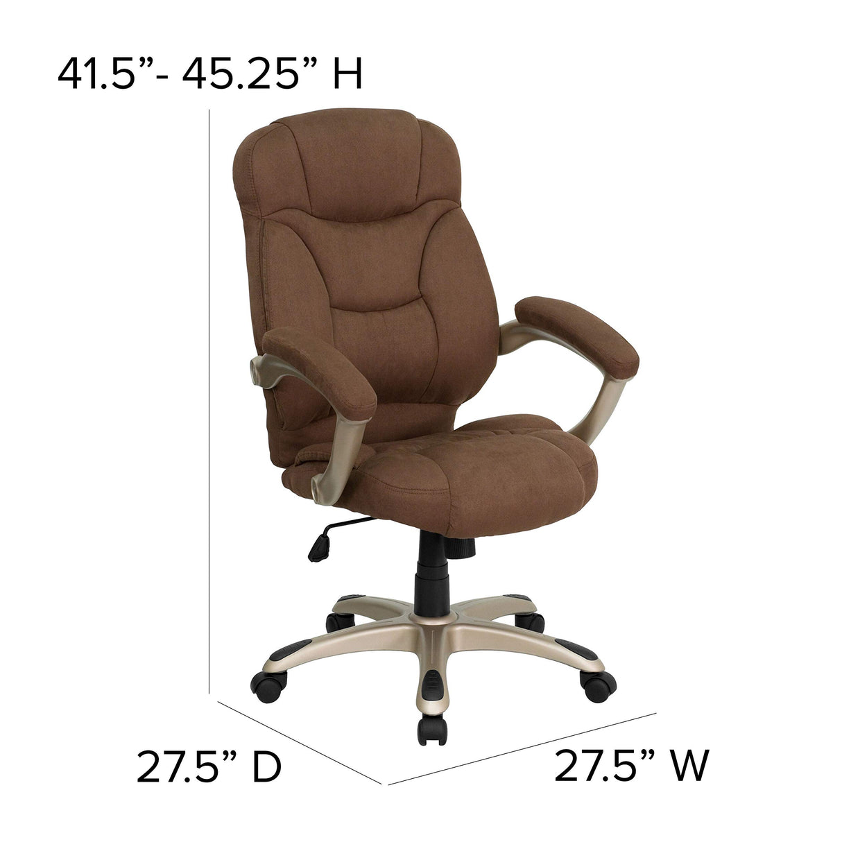 High Back Brown Microfiber Executive Swivel Office Chair with Arms