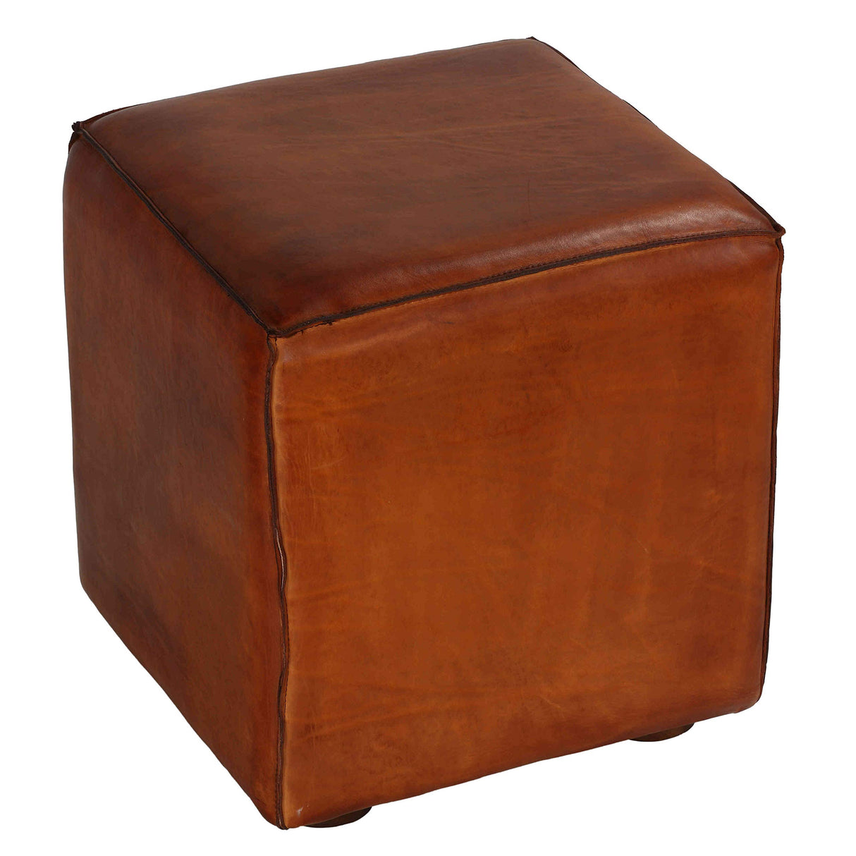 Sands Leather Cube Ottoman, 18.5" High, Brown