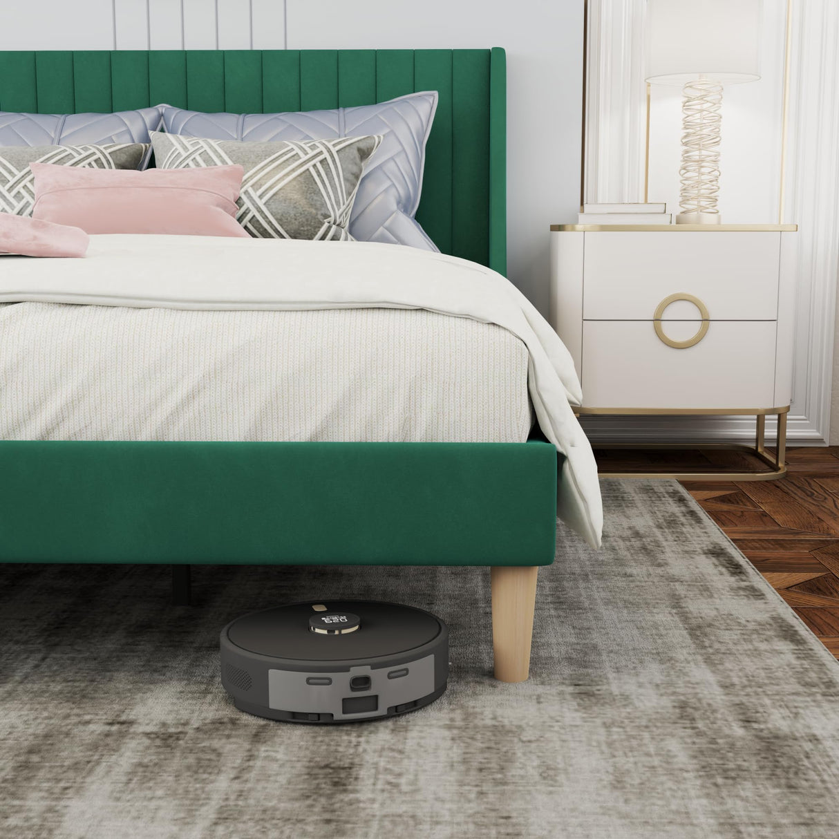 Queen Bed Frame Modern: Minimalist Tufted Headboard