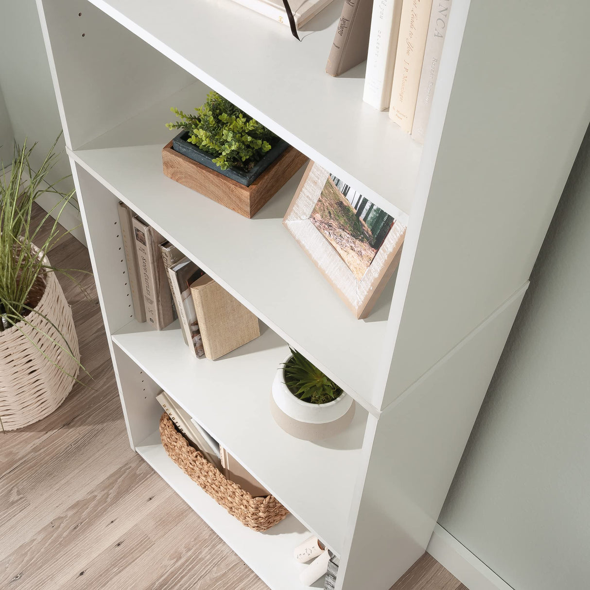 Beginnings 3-Shelf Bookcase, Bookshelf with Adjustable Storage Shelves, L: 24.57" x W: 11.50" x H: 71.18", Soft White