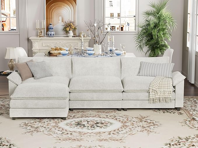 Sectional Modular Sofa U Shaped Chenille Fabric Couch