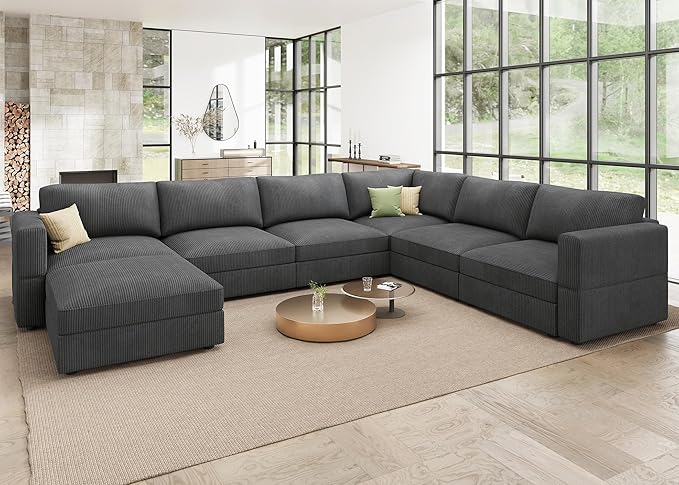 Modular Sectional Couch with Storage Corduroy Sectional Sofa