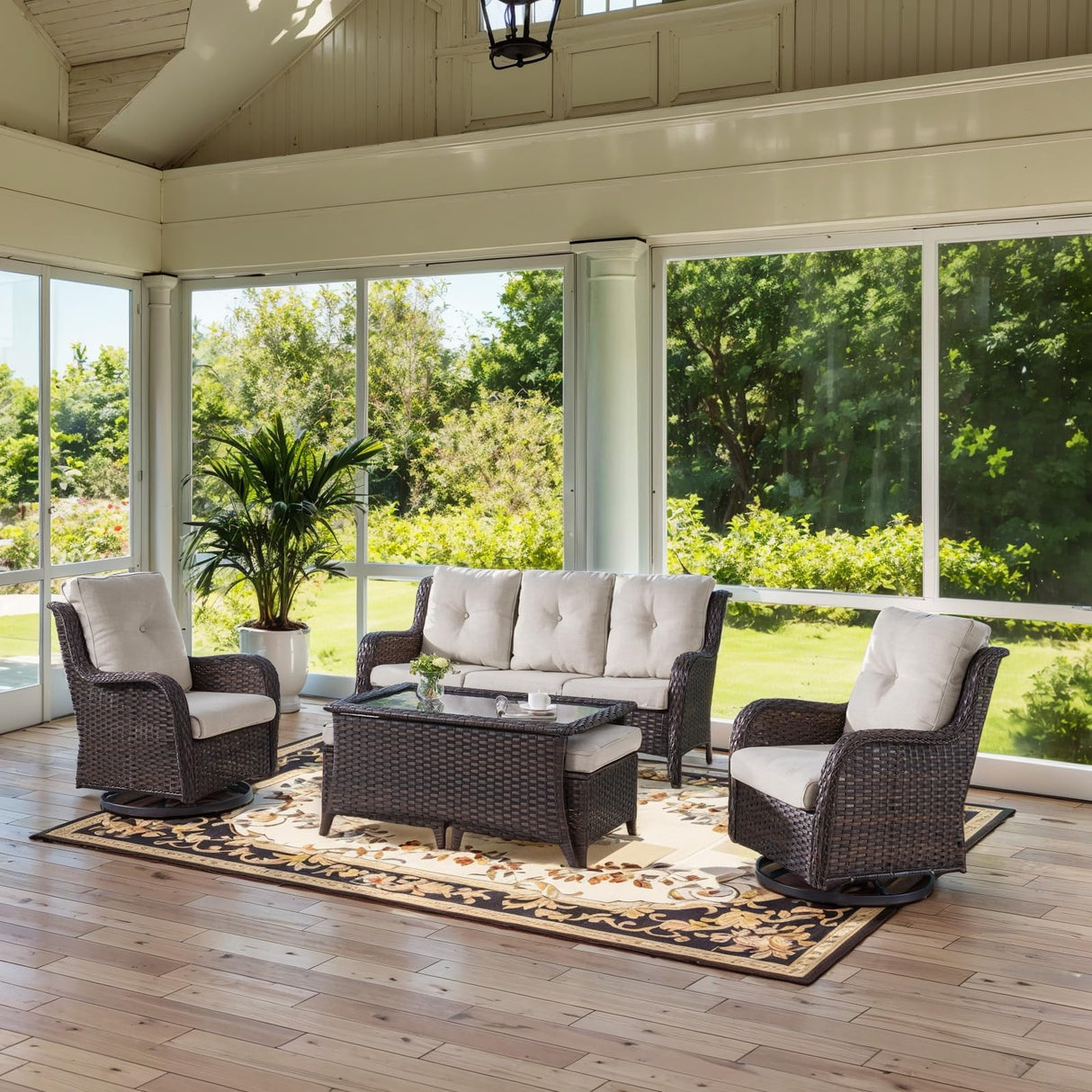 Wicker Outdoor Furniture Patio Furniture Set - 6 Piece Patio Conversation Set