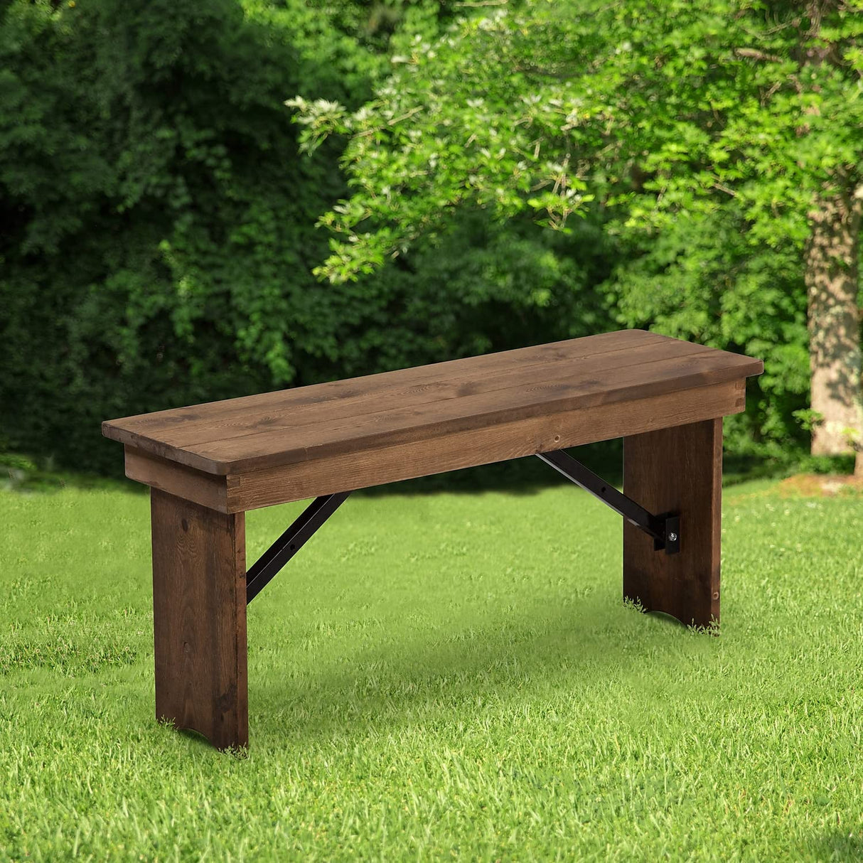 Hercules Series 40" x 12" Commercial Grade Rustic Solid Pine Folding Bench