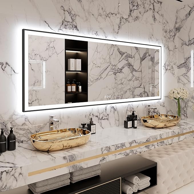 Super Large LED Bathroom Mirror Backlit and Front Lighted