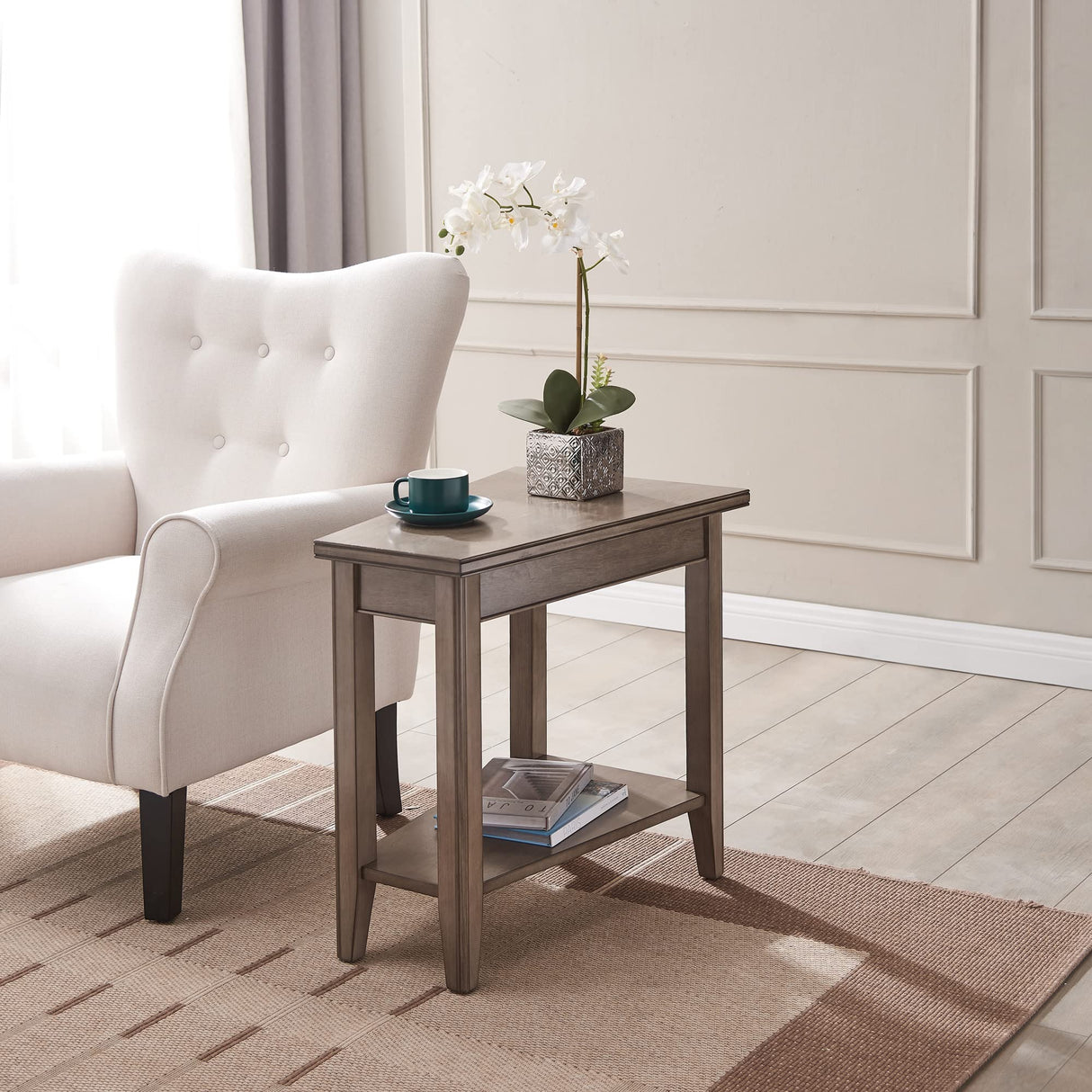 Laurent Recliner Wedge Table with Shelf