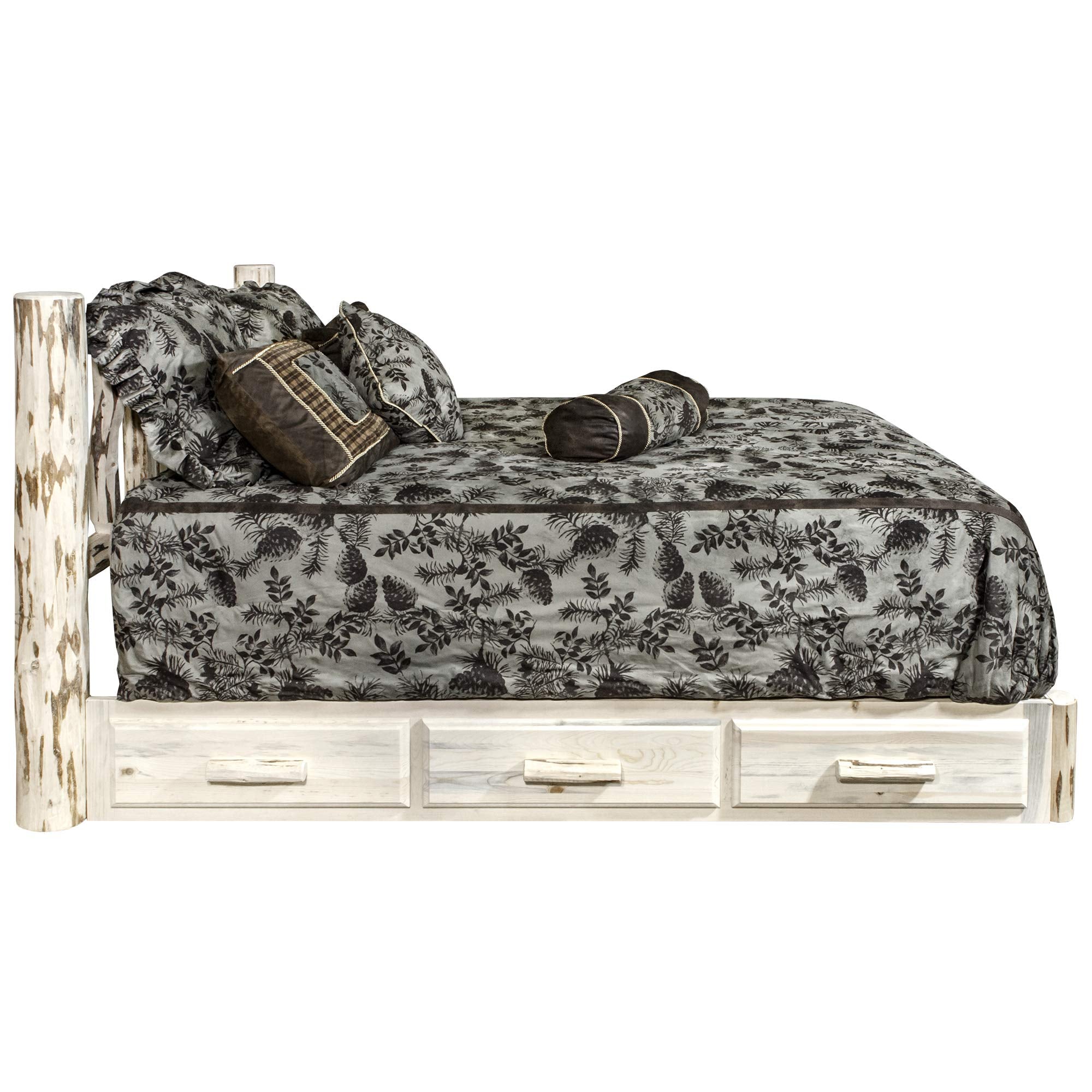 Montana Collection California King Bed with Storage Platform, Clear Lacquer Finish