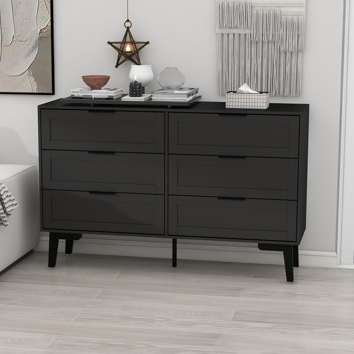 6 Black Dresser for Bedroom Modern Black Chest of Drawers