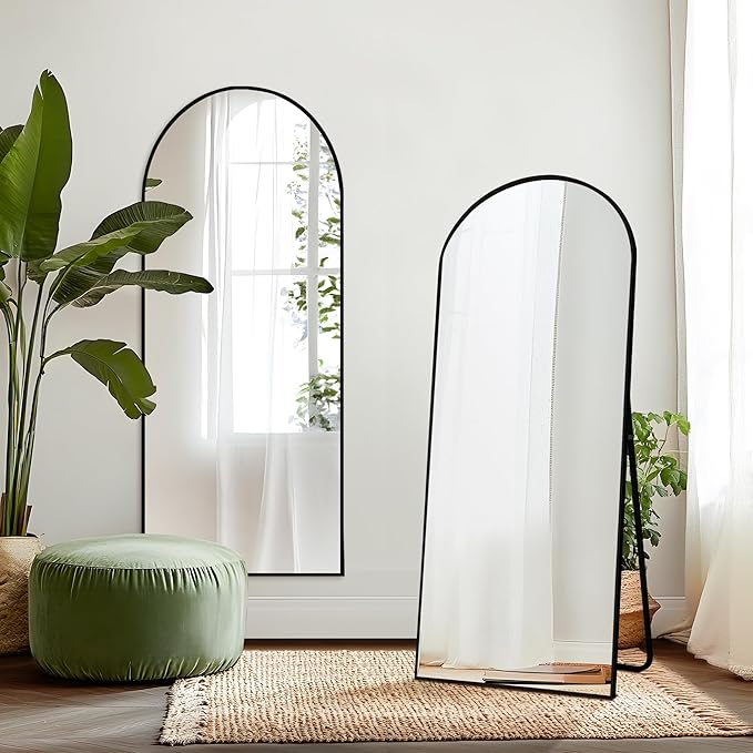 Arched Full Length Mirror with Stand, Gold Mirror