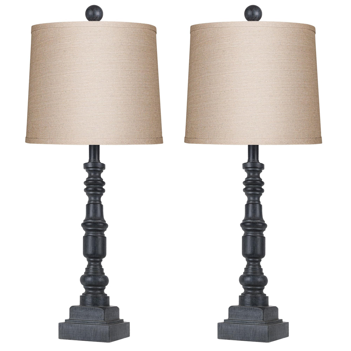 28" Rustic Table Lamps Set of 2 with USB Charging Ports