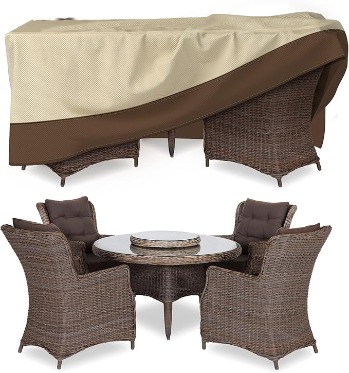 Patio Furniture Covers Waterproof for Table and Chairs, Rectangular Outdoor Furniture Set Cover