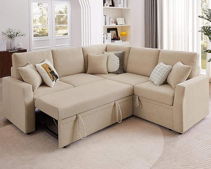 Sleeper Sofa, 85 Inch Reversible L Shape Sectional Couch